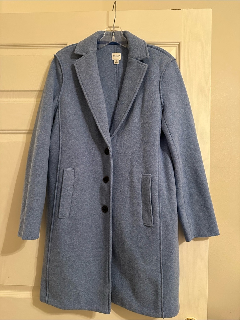 J. Crew Light Blue Wool Blend Single-Breasted Trench Coat